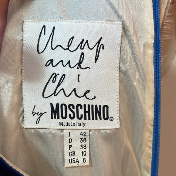 Moschino Cheap Chic Blue White Satin Dress - Picture 9 of 10